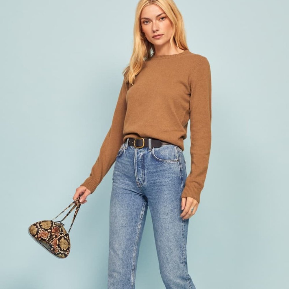 Reformation Cashmere Sweater Camel